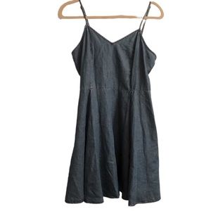 Red Camel denim spaghetti strap smocked back dress